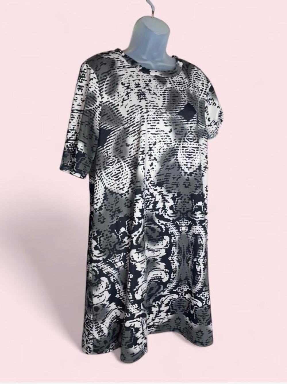 Poof! Black & White Abstract Midi Dress